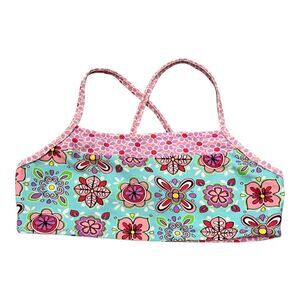 Hanna Andersson Pink Floral Bikini Swim Top M